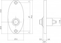 Technische Zeichnung: Türklingel Ellipsenförmig Messing lackiert von Intersteel