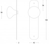 Technische Zeichnung: Knauf Pilz auf blindem, flachem Schild Edelstahl gebürstet von Intersteel