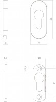 Technische Zeichnung: Sicherheits-Schubrosette oval 10 mm Edelstahl poliert von Intersteel