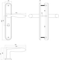 Intersteel Türdrücker George auf Schild 242x43x10 mm mit Bad/WC 78 mm + 8 mm stift Chrom/Nickel matt