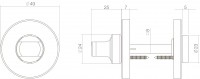 Technische Zeichnung: Rosette mit Toiletten-/Badezimmerverriegelung rund Messing unlackiert von Intersteel