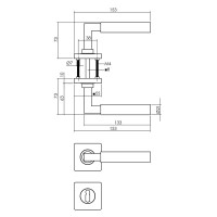 Intersteel Türdrücker Bau-Stil auf Rosette 55x55x10 mm mit BB Rosetten mattschwarz