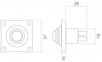 Technische Zeichnung: Türklingel Rechteckig 37 x 37 x 8 mm gebürsteter Edelstahl von Intersteel