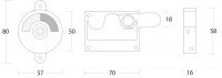 Technische Zeichnung: WC-Riegel flach Messing lackiert von Intersteel