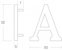 Technische Zeichnung: Hausbuchstabe A Chrom matt von Intersteel