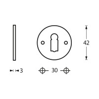 Technische Zeichnung: Rosette rund und flach mit Schlüsselloch Nickel von Intersteel