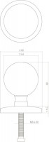 Technische Zeichnung: Haustürknauf kugelförmig Nickel matt von Intersteel