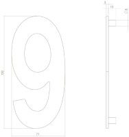 Intersteel Hausnummer 9 150 mm Edelstahl/Schwarz matt