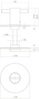 Technische Zeichnung: Rosette mit Toiletten-/Badezimmerverriegelung rund flach selbstklebend Edelstahl gebürstet von Intersteel
