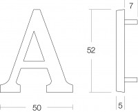 Technische Zeichnung: Hausbuchstabe A Nickel matt von Intersteel