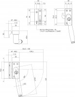 Technische Zeichnung: Fensterverriegelung Ton 222 abschließbar rechts SKG* Messing lackiert/Ebenholz von Intersteel