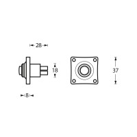 Technische Zeichnung: Türklingel quadratisch klein Chrom von Intersteel