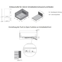 Schubkastensystem Anthrazit Touch to Open Schubladensystem Vollauszug Unterflurführung