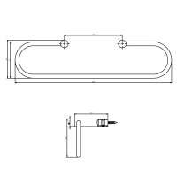 Technische Zeichnung: Handtuchhalter Oval gebürsteter Edelstahl von Intersteel