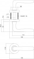 Technische Zeichnung: Türklinke Bjorn auf Rosette Nickel matt von Intersteel
