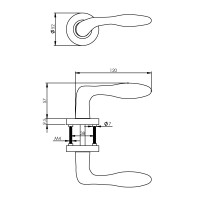Technische Zeichnung: Türklinke George Nickel matt von Intersteel