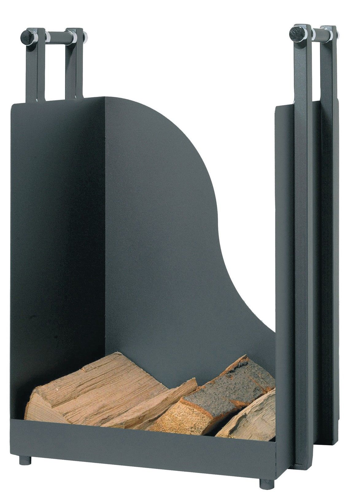 Holzkorb Holzkiste Kaminholzkorb anthrazit beschichtet B H T = 40 x 57 x 36  cm | Kaminzubehör - Holzkörbe - Beschlagsshop