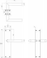 Technische Zeichnung: Türklinke Rhenen auf blindem Schild Mattschwarz von Intersteel