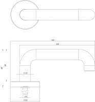 Technische Zeichnung: Türklinke Rund auf Rosette mit Feder gebürsteter Edelstahl von Intersteel