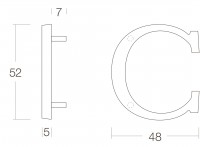 Technische Zeichnung: Hausbuchstabe C Chrom matt von Intersteel