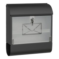 Anthrazit farbender Briefkasten Postkasten verzinktes Stahlblech Glasfront