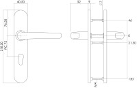 Intersteel Türdrücker Säbel auf Schild mit Profilzylinder-Lochung 72 mm Edelstahl gebürstet